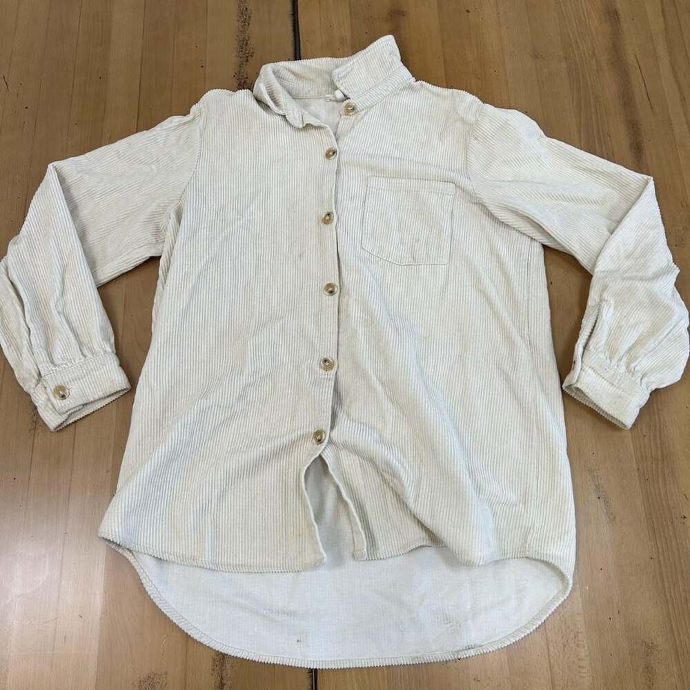 m.n.i Los Angeles Corduroy Button-Up Shirt Size S Cream